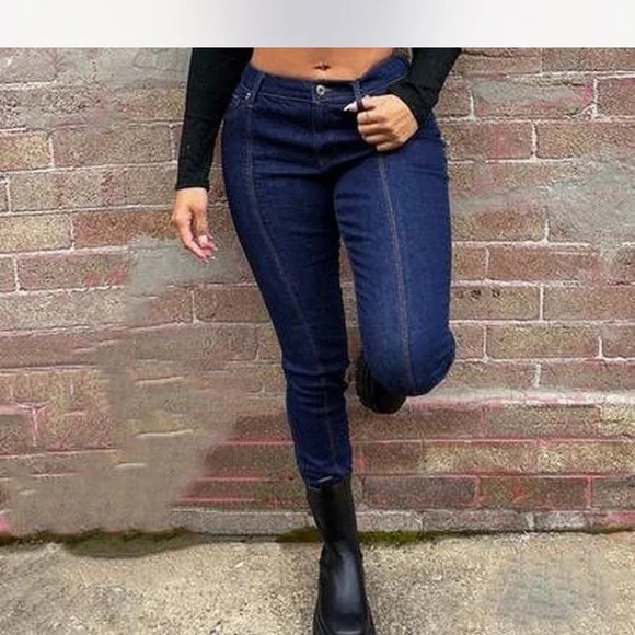 Fashion Nova Midnight Blue Ankle Jeans - Picture 3 of 6